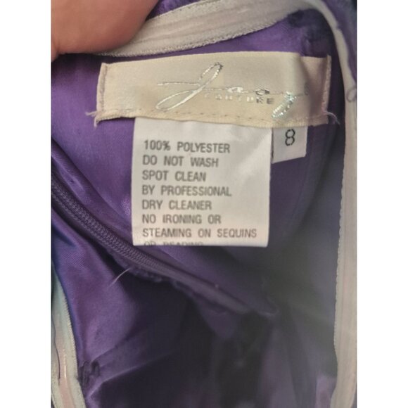 Purple Strapless Sequin Zebra Tulle Dress Size 8 By Jasz Couture - Picture 6 of 7